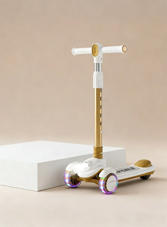 Beauenty Scooter for Kids,Kids Balance Bike with 3 Wheels with Foldable & Height Adjustable Handle for Boy Girl Age 3-18 Year,Lean to Steer,Non-Slip Deck,Scooter for Toddler with LED Light Wheel and Music - Image 1